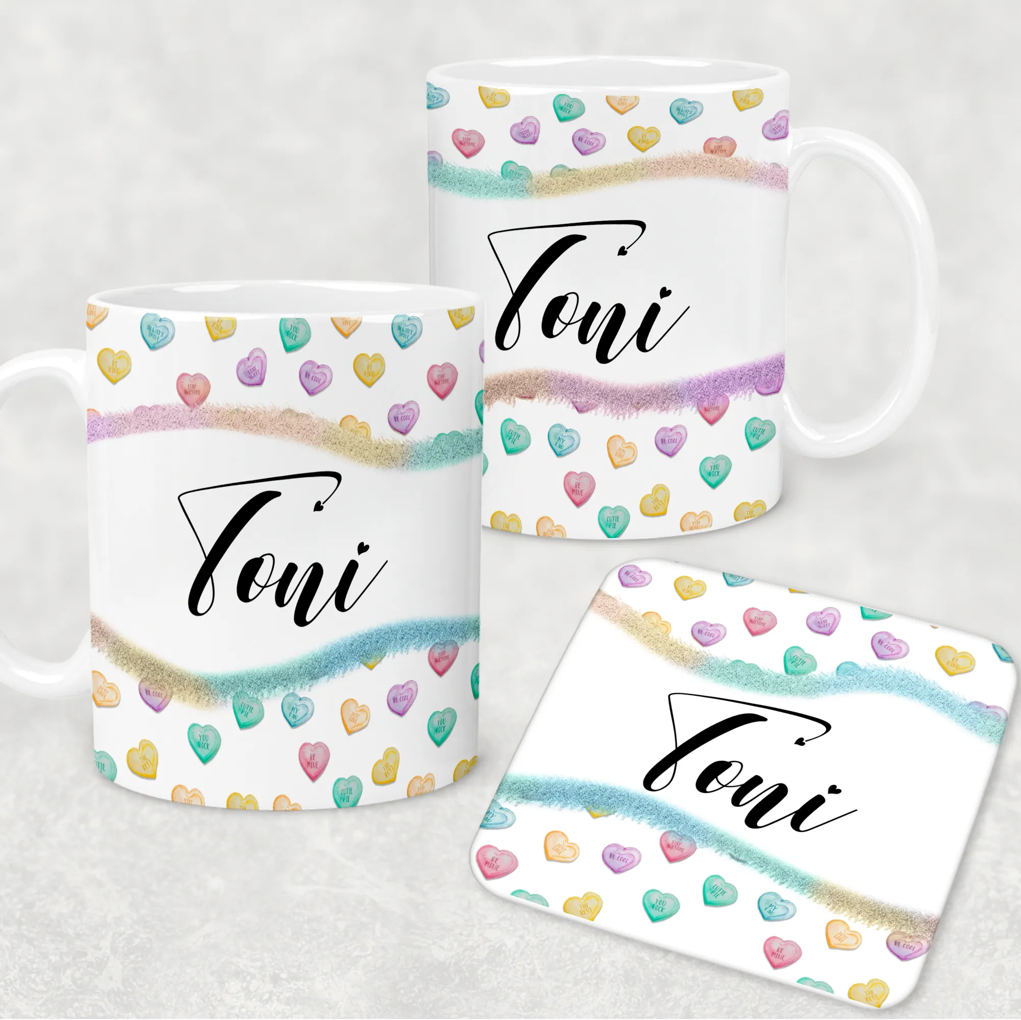 Loveheart Personalised Mug & Coaster