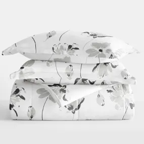 Magnolia Grey Patterned Down-Alternative Comforter Set