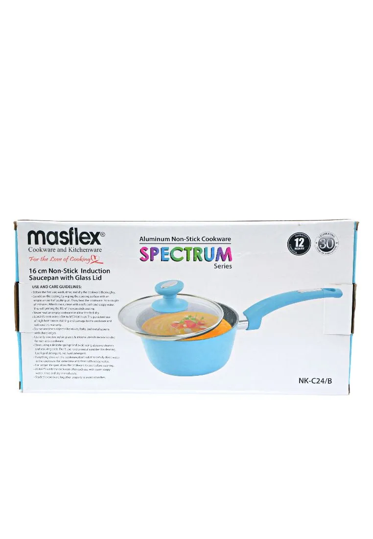 Masflex Spectrum Induction Sauce Pan with Glass Lid - 16cm