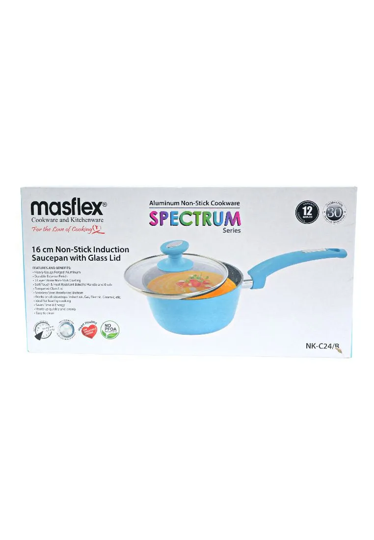 Masflex Spectrum Induction Sauce Pan with Glass Lid - 16cm