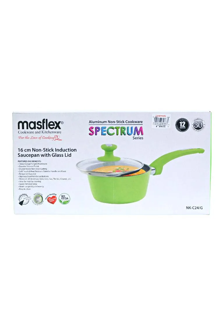 Masflex Spectrum Induction Sauce Pan with Glass Lid - 16cm