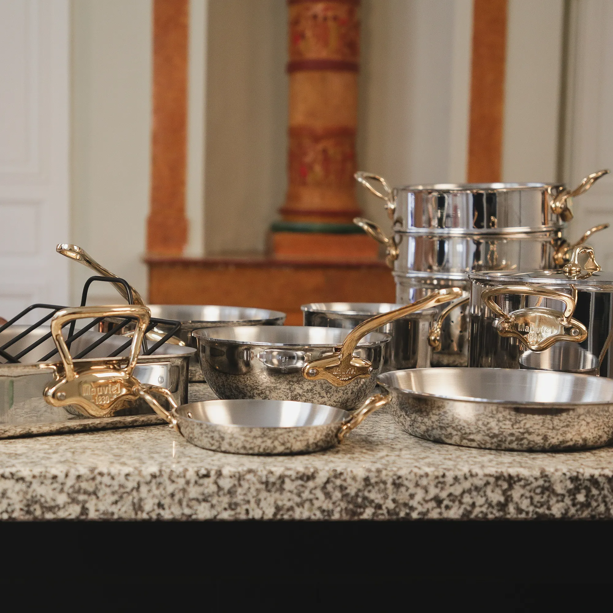 Mauviel M'COOK B 5-Ply 7-Piece Cookware Set With Brass Handles