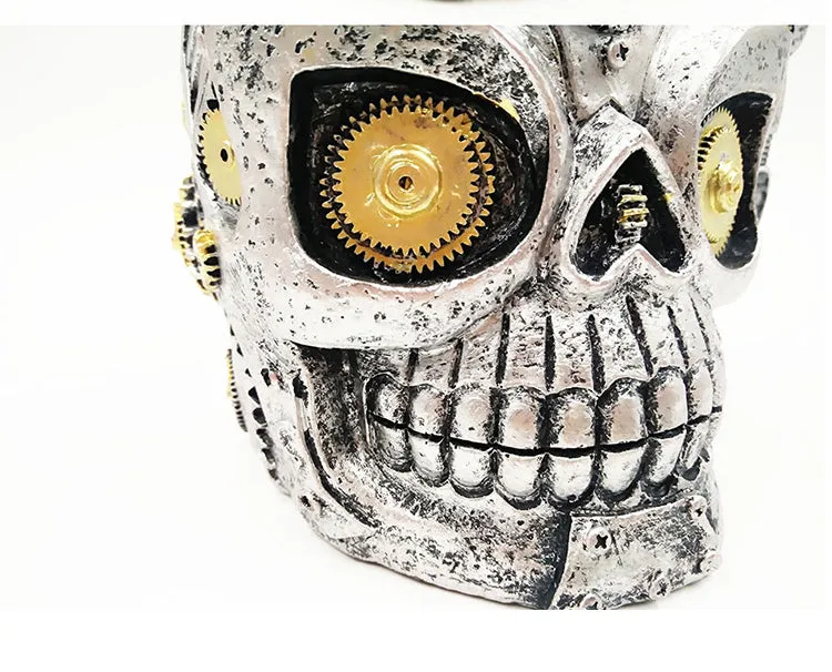 Metal Gothic Steampunk Skull Mug with Cog Eyes