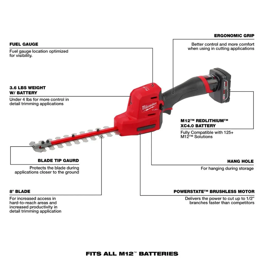 Milwaukee 2533-20 M12 FUEL 8" Hedge Trimmer