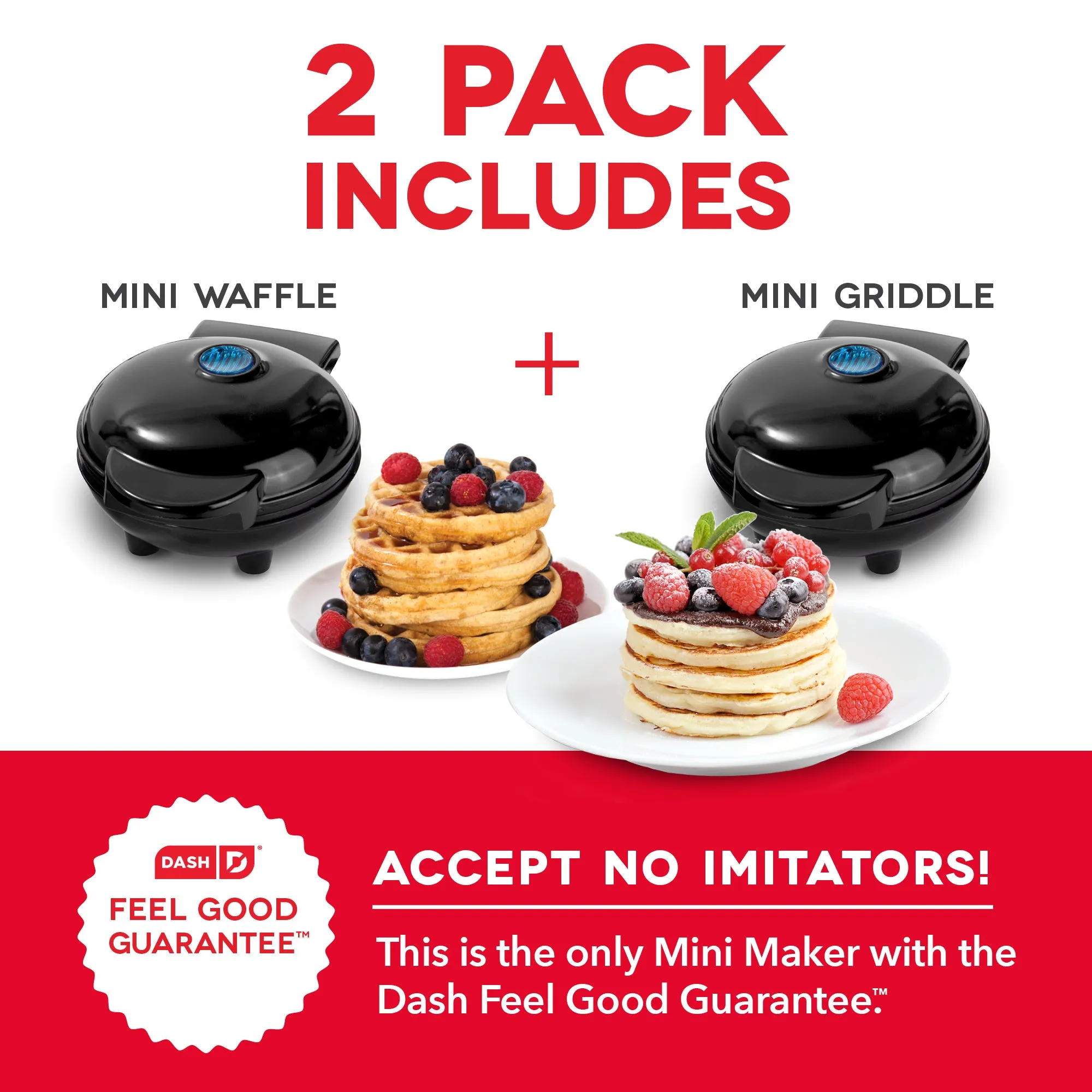 Mini Maker Waffle and Griddle 2-Pack