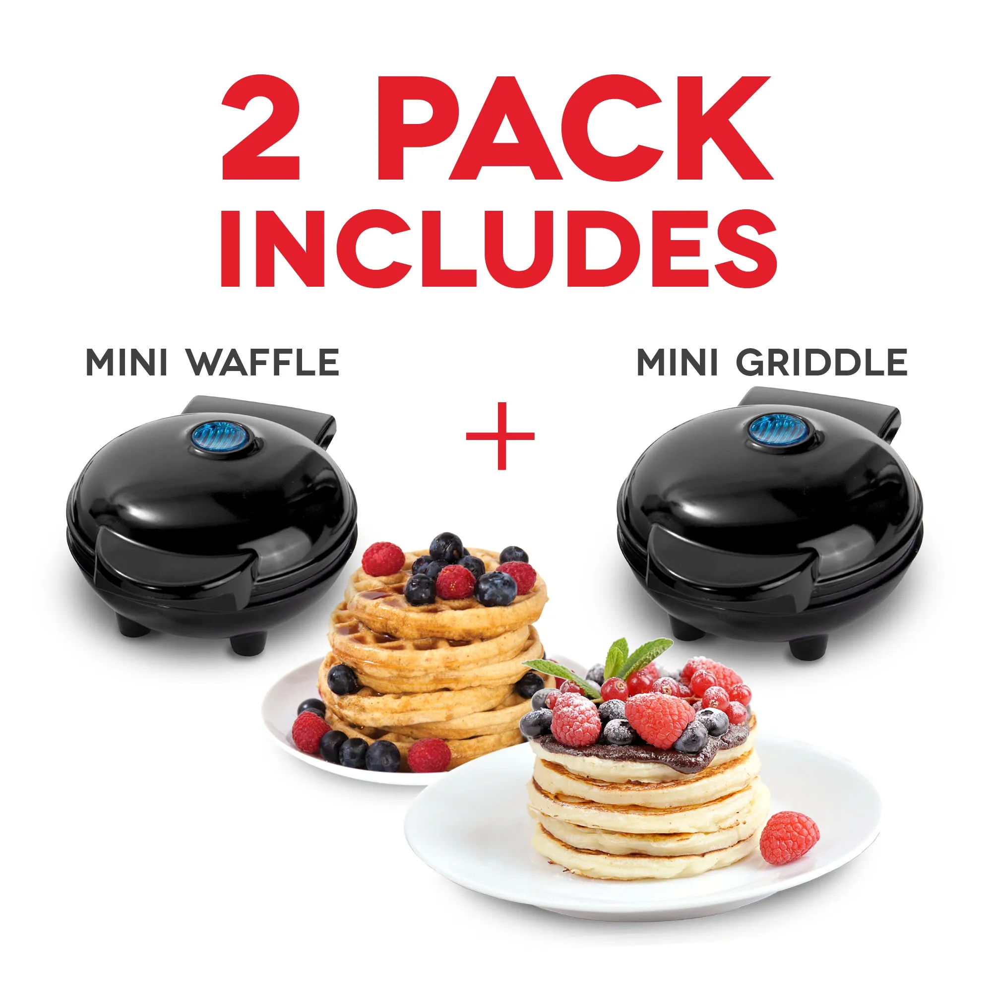 Mini Maker Waffle and Griddle 2-Pack