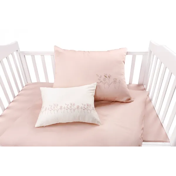 Mini Manilla Baby Asymmetrical Design Crib Set in Ecru/Dusty Rose