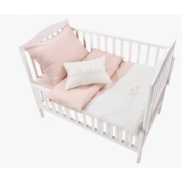 Mini Manilla Baby Asymmetrical Design Crib Set in Ecru/Dusty Rose