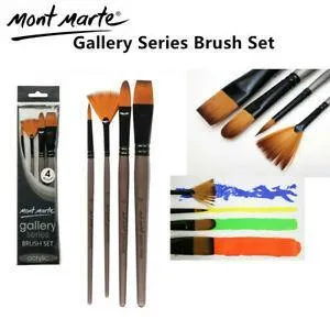 MONT MARTE GALLERY SERIES BRUSH SET TAKLON ACRYLIC 4 BRUSHES PACK BMHS0012