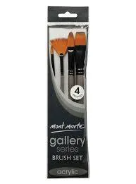 MONT MARTE GALLERY SERIES BRUSH SET TAKLON ACRYLIC 4 BRUSHES PACK BMHS0012