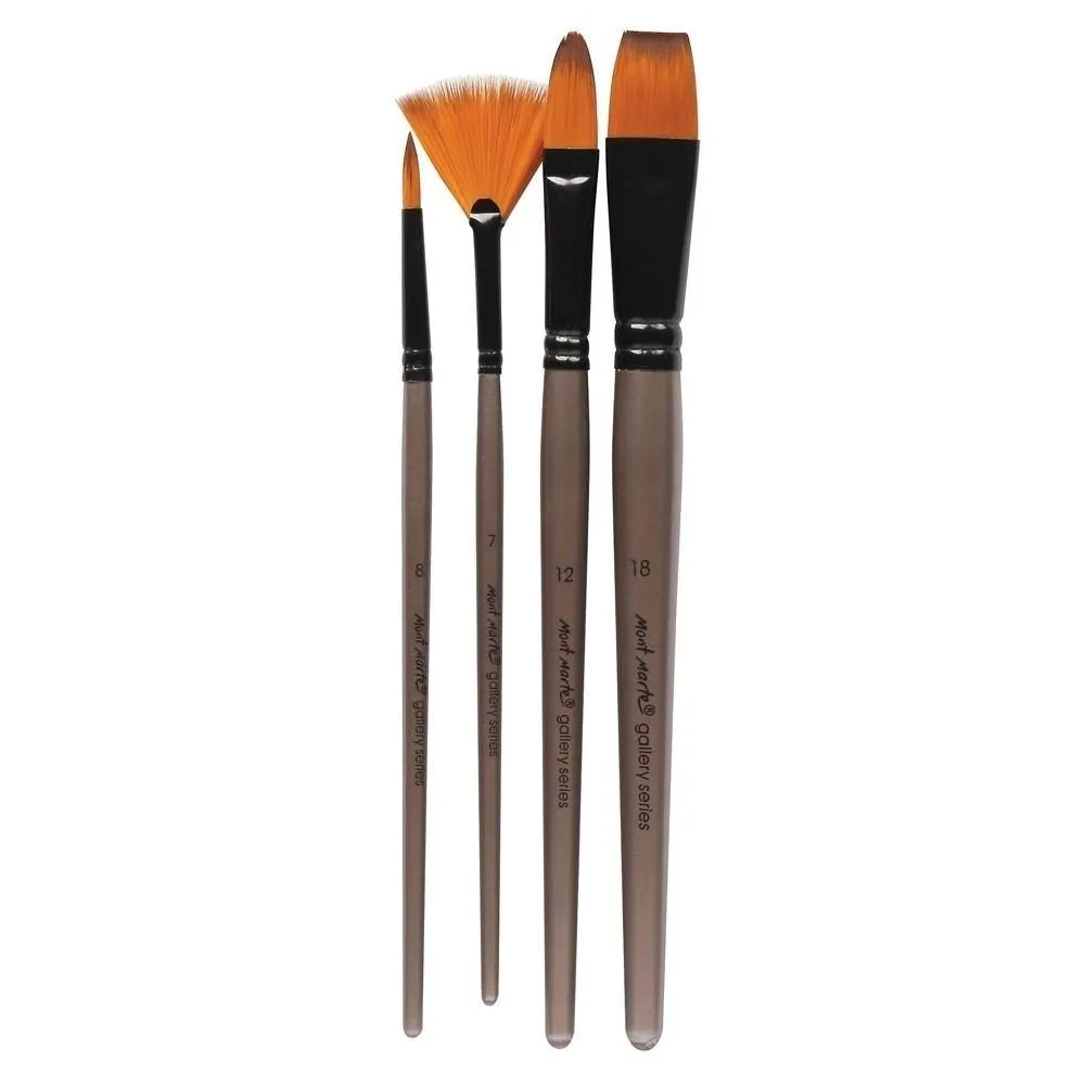 MONT MARTE GALLERY SERIES BRUSH SET TAKLON ACRYLIC 4 BRUSHES PACK BMHS0012