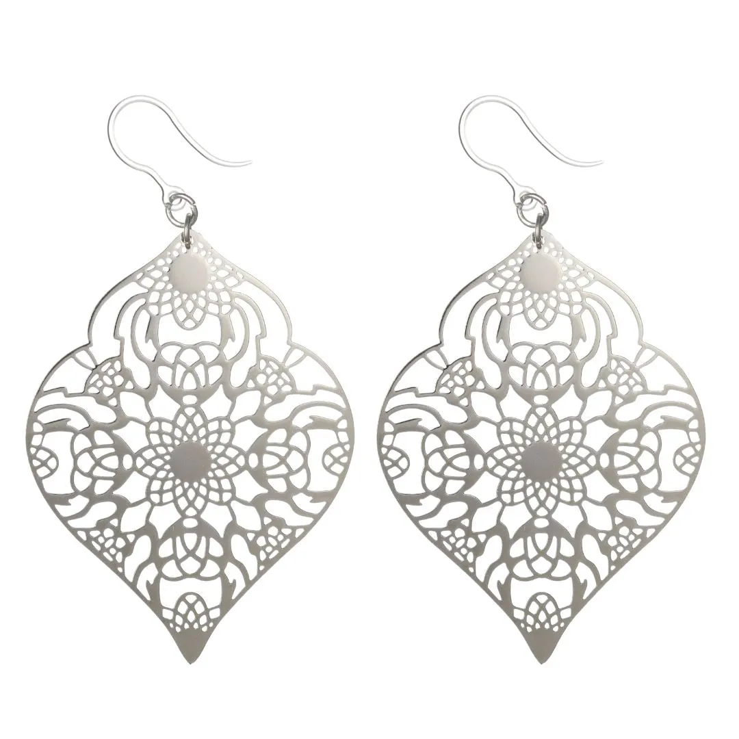 Moroccan Leaf Dangles Hypoallergenic Earrings for Sensitive Ears Made with Plastic Posts