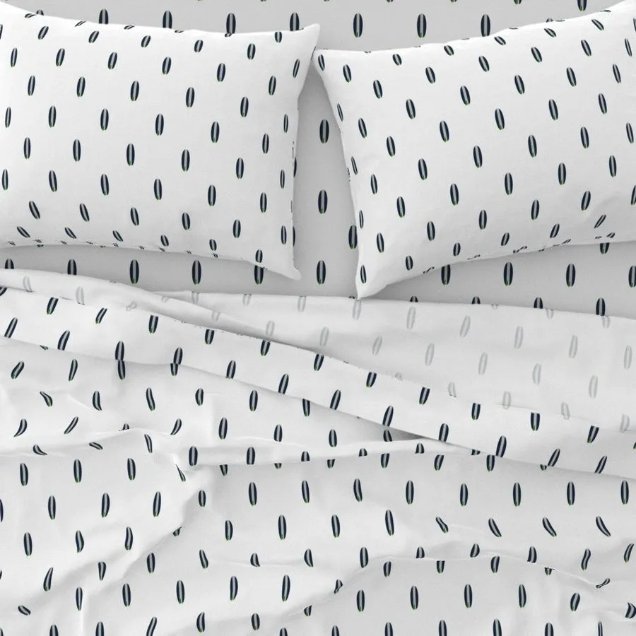 Navy Blue and Fresh Green Mini Size Classic Surfboards Sheet Set from Surfer Bedding™️