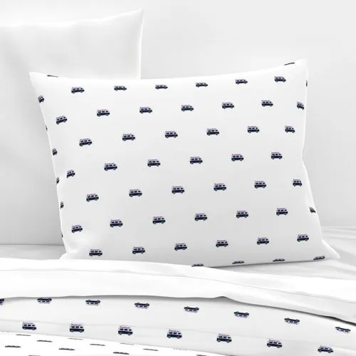 Navy Blue, White and Purple Classic Surf Bus Sheet Set from Surfer Bedding™️