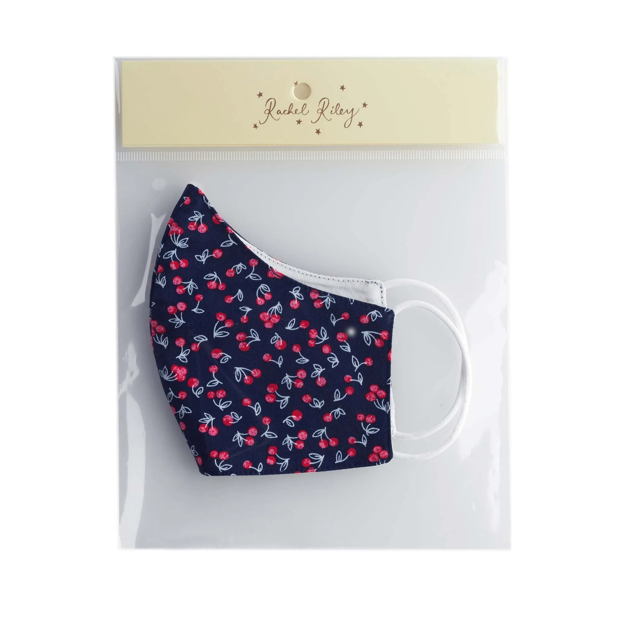 Navy Cherry Print Face Mask, Children's