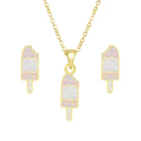 Necklace & Earrings Set - Glitter Ice Cream