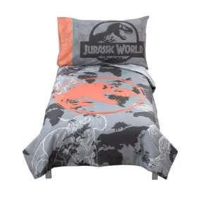 New - 4pc Jurassic World 'Into The Wild' Toddler Bed Set