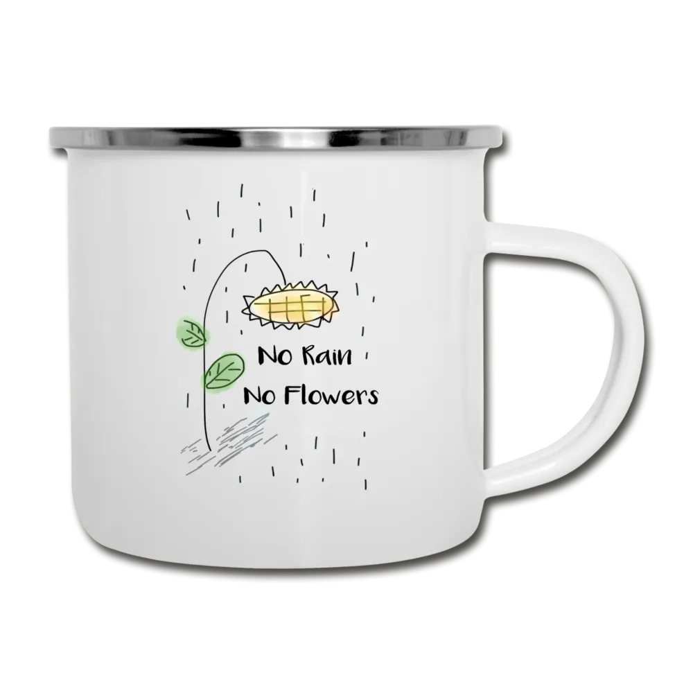 No Rain No Flowers Enamel Camper Mug