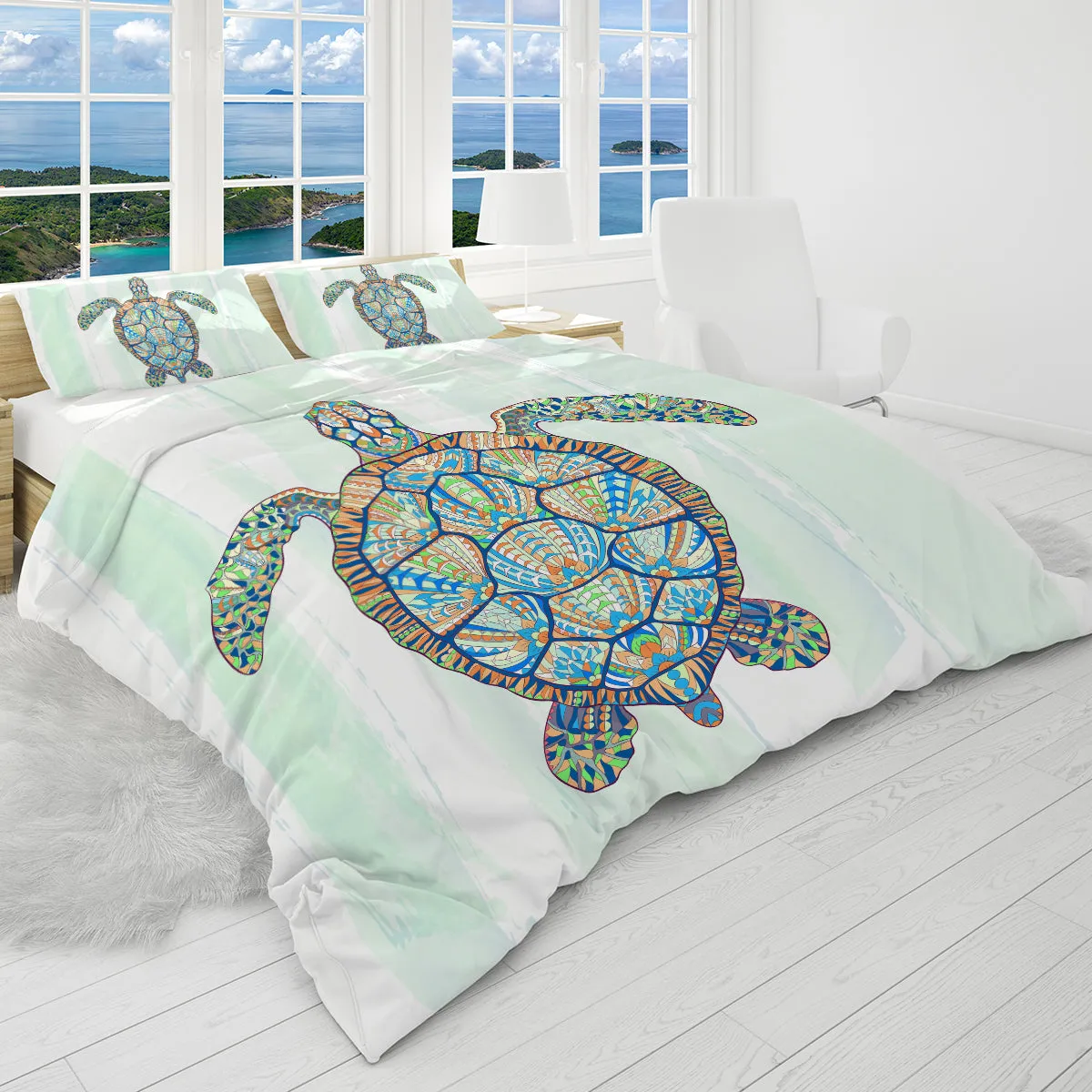 Ocean Turtle Reversible Bedcover Set