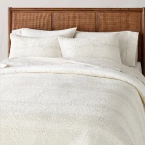 Open Box - 3pc Full/Queen Heather Stripe Comforter Bedding Set Twilight Taupe - Hearth & Hand with Magnolia