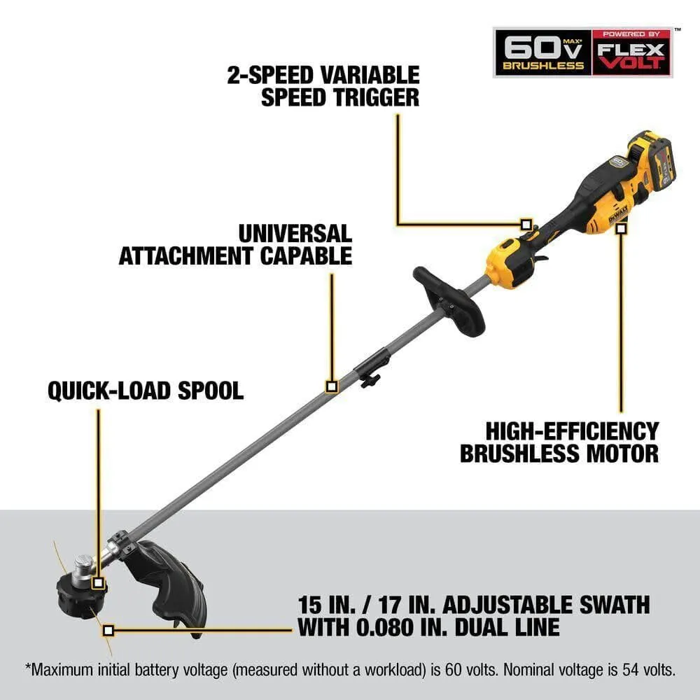 Open Box -  DEWALT 60-Volt Cordless Lithium-Ion String Trimmer and Blower Combo Kit with 9Ah Battery and Charger (2-Tool)