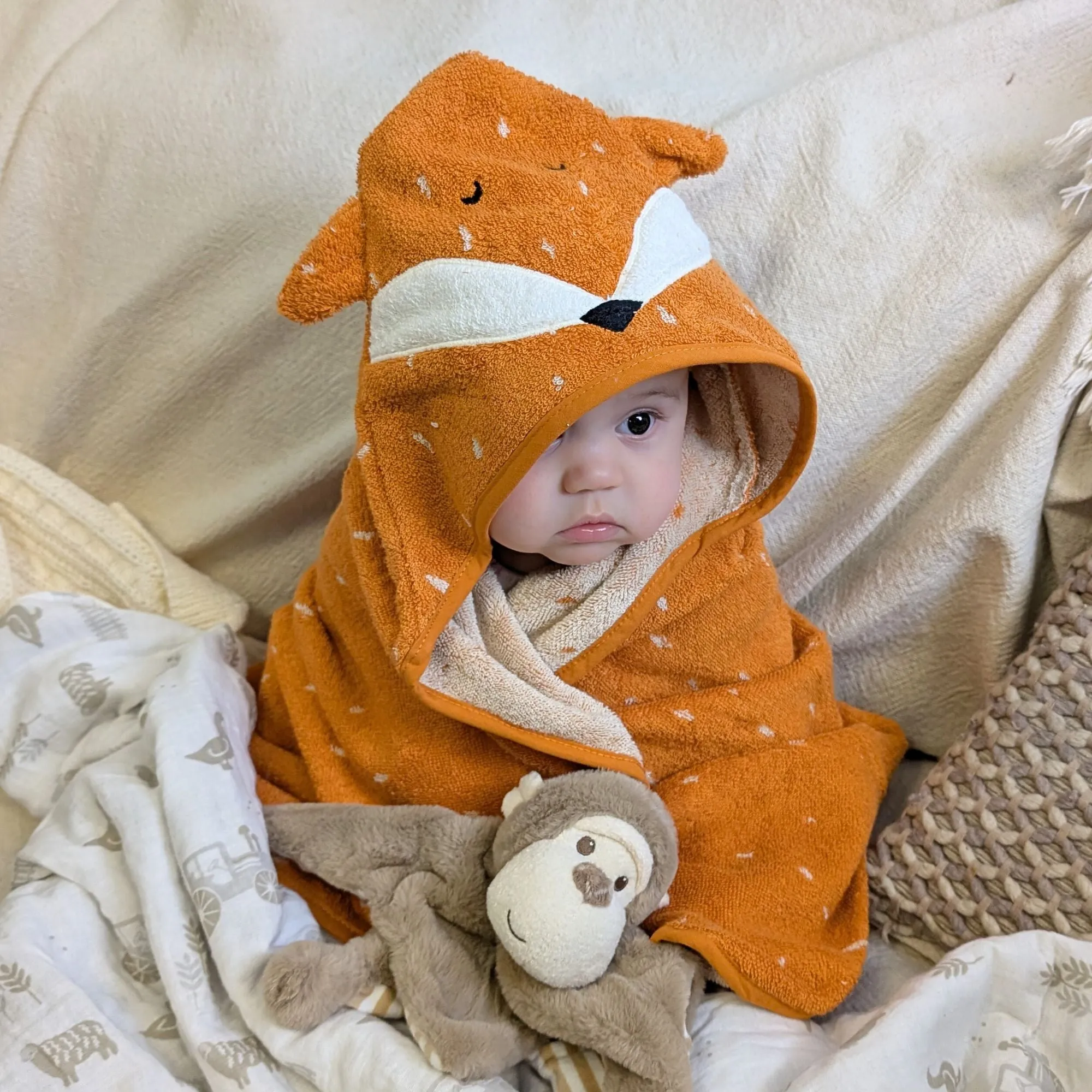 Organic Hooded Baby Bath Towel Mr Fox