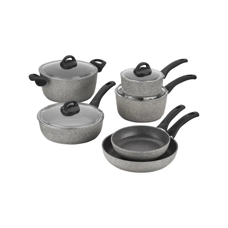 Parma Ten-Piece Forged Nonstick Aluminum Cookware Set, Pots and Pans Set, Granite