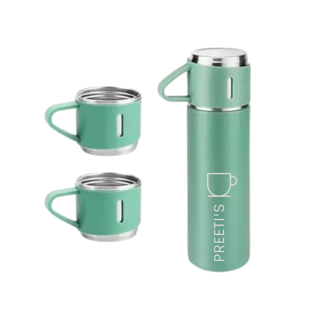 Personalised Thermos Cup Set Travel Coffee Tea Mug Flask Gift Box With Name