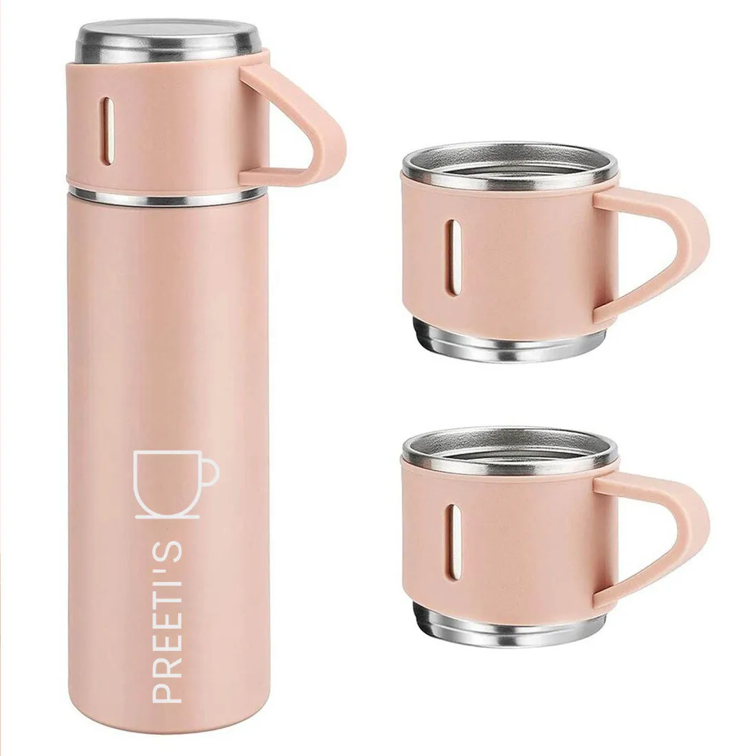 Personalised Thermos Cup Set Travel Coffee Tea Mug Flask Gift Box With Name