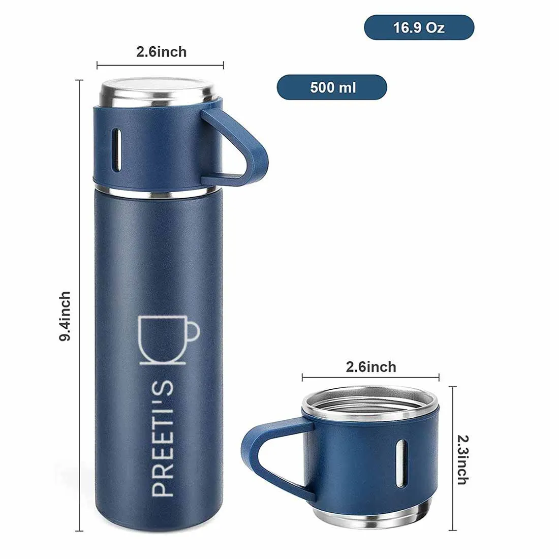 Personalised Thermos Cup Set Travel Coffee Tea Mug Flask Gift Box With Name