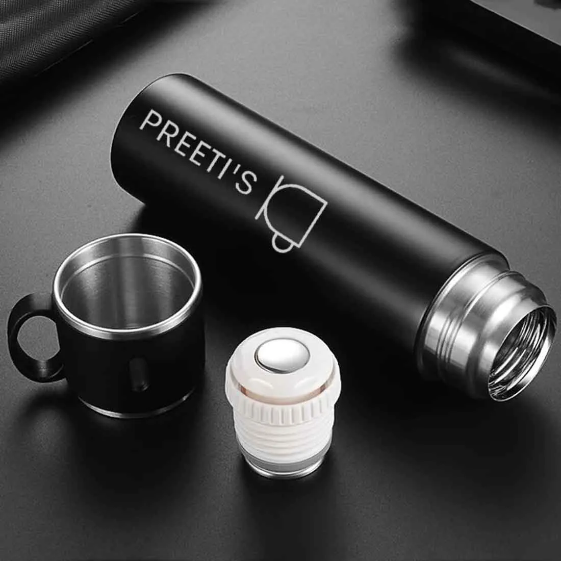 Personalised Thermos Cup Set Travel Coffee Tea Mug Flask Gift Box With Name