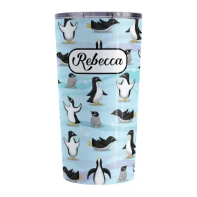 Personalized Penguin Parade Pattern Tumbler Cup