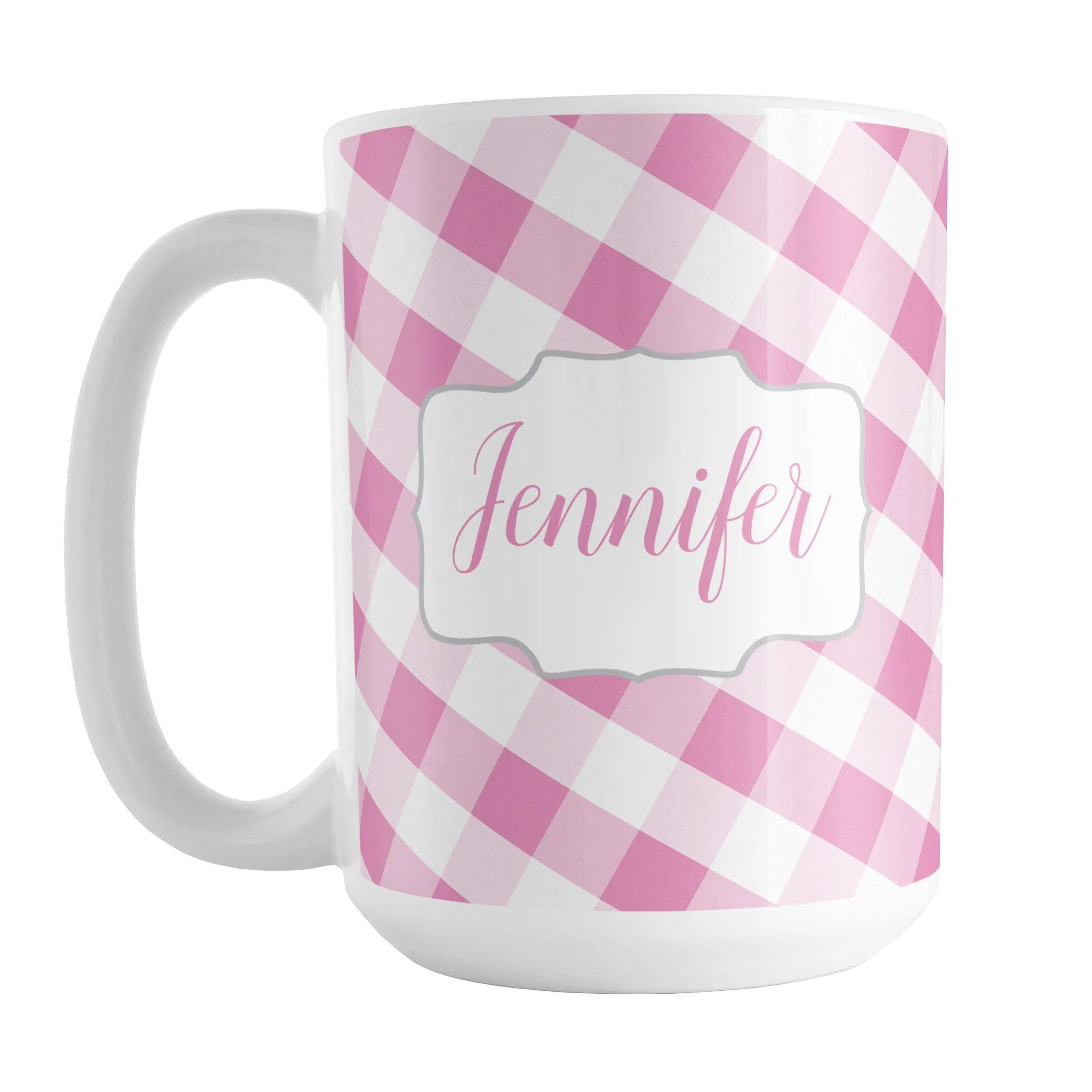 Personalized Pink Gingham Mug