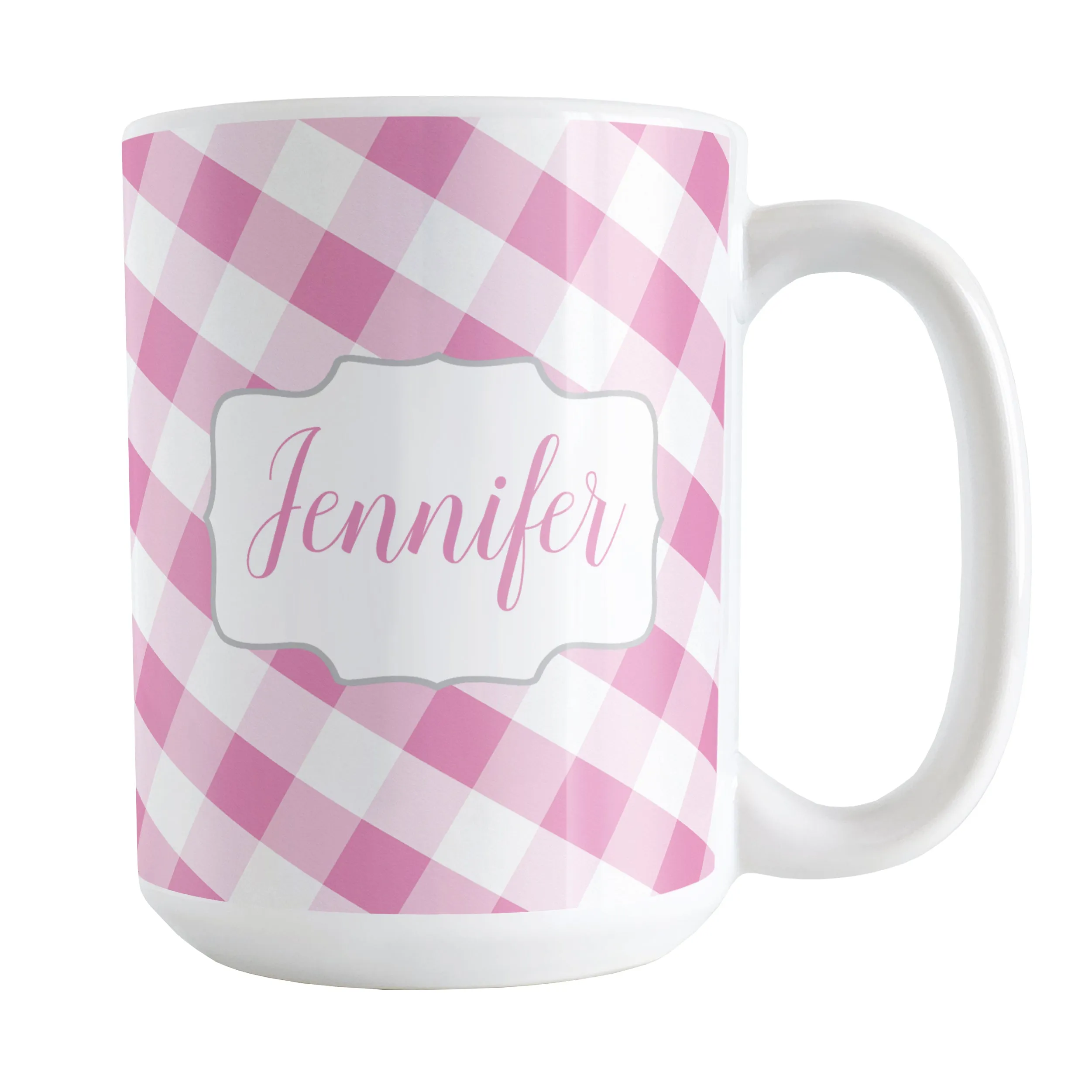 Personalized Pink Gingham Mug