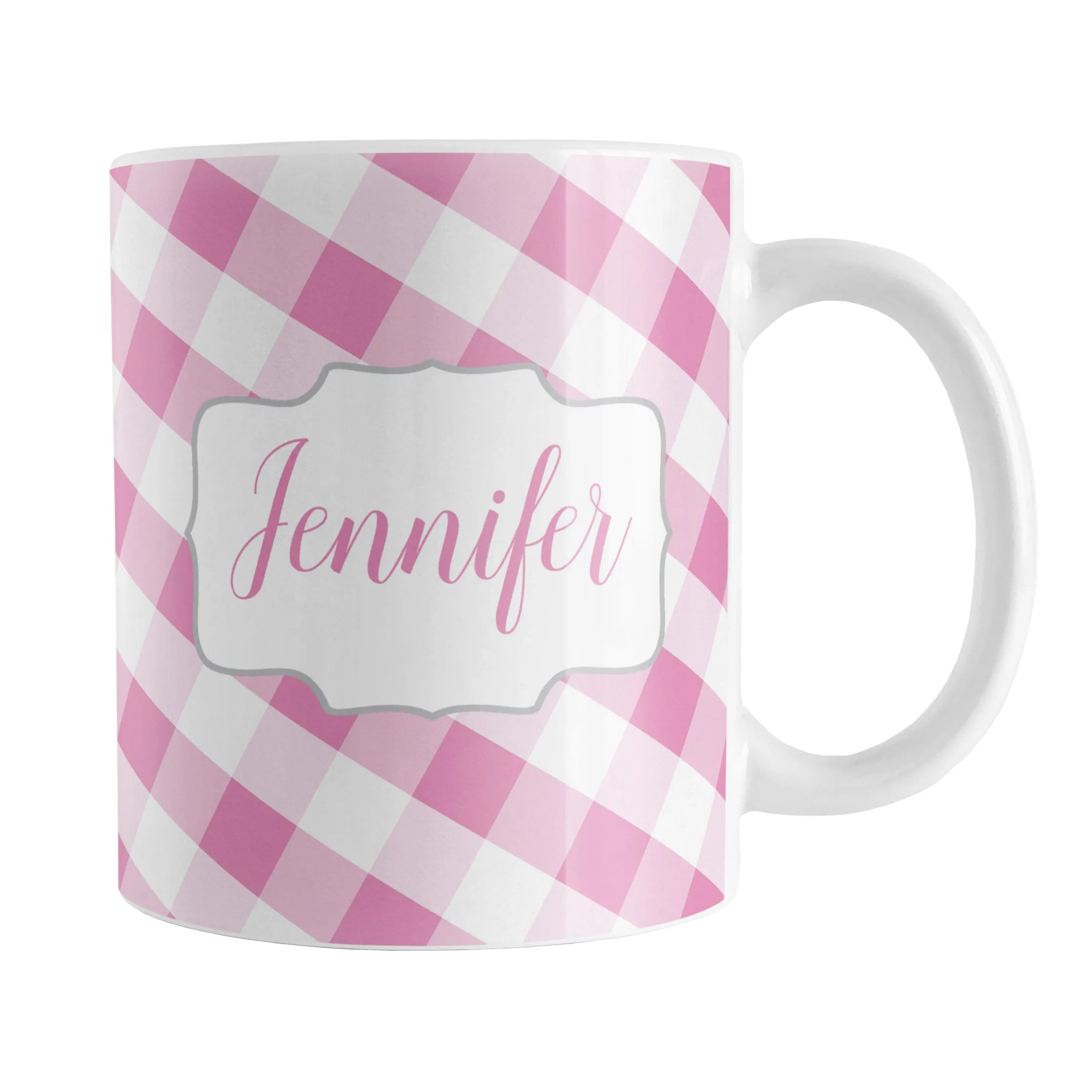 Personalized Pink Gingham Mug