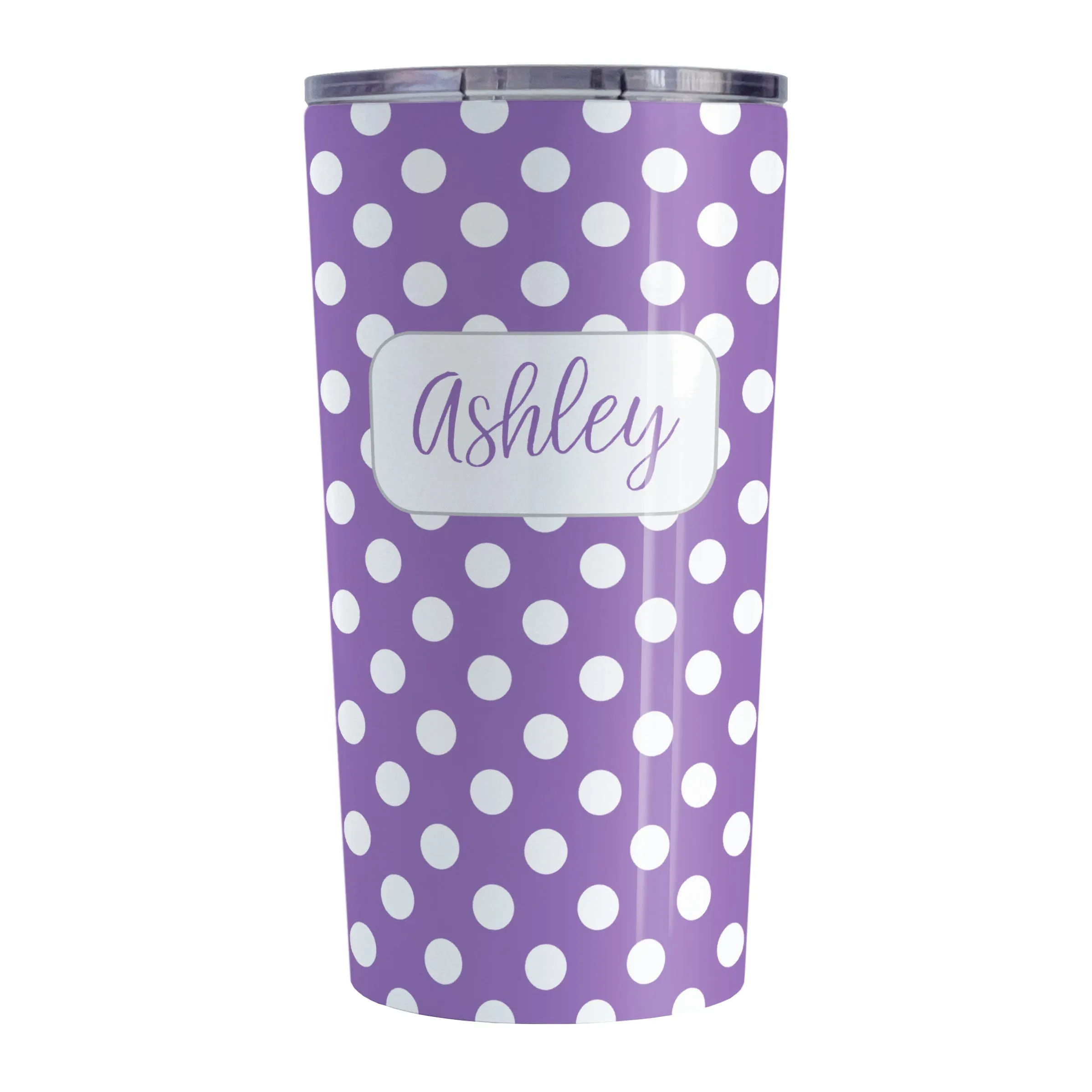 Personalized Purple Polka Dot Tumbler Cup