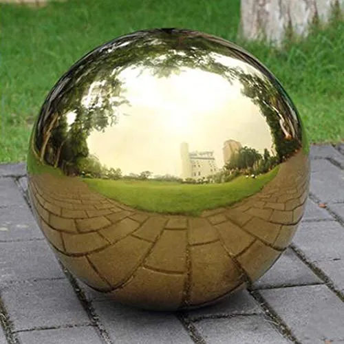 Pinakine® 304 Stainless Hollow Ball Seamless Mirror Ball Sphere Home Garden Gold 225Mm|60023442PNKL