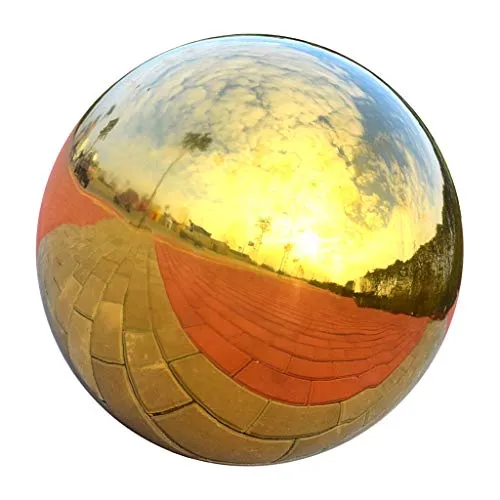 Pinakine® 304 Stainless Hollow Ball Seamless Mirror Ball Sphere Home Garden Gold 225Mm|60023442PNKL