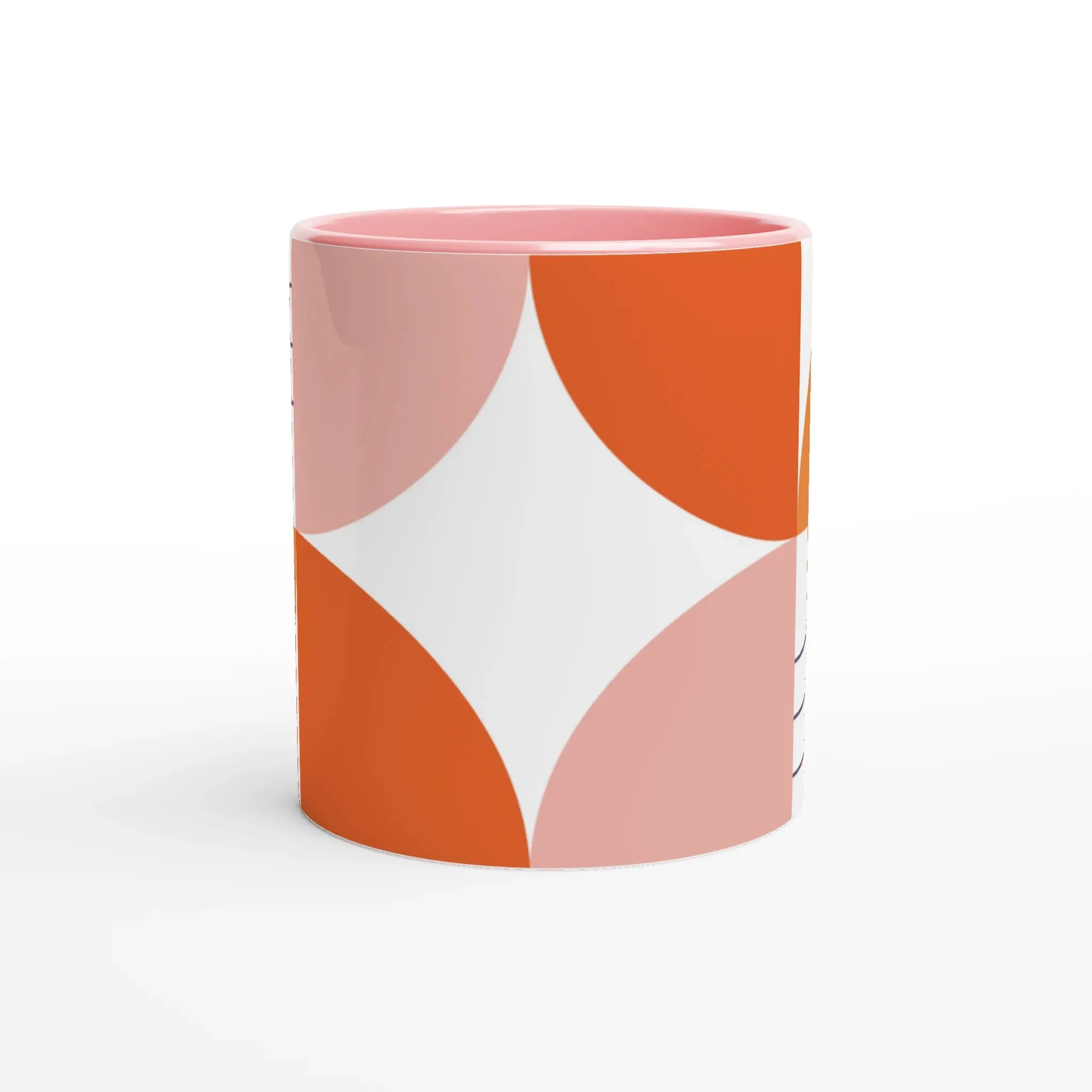 Pink Ceramic Mug with Abstract Geometric Print