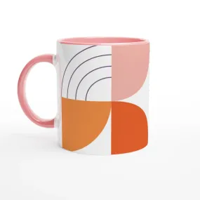 Pink Ceramic Mug with Abstract Geometric Print