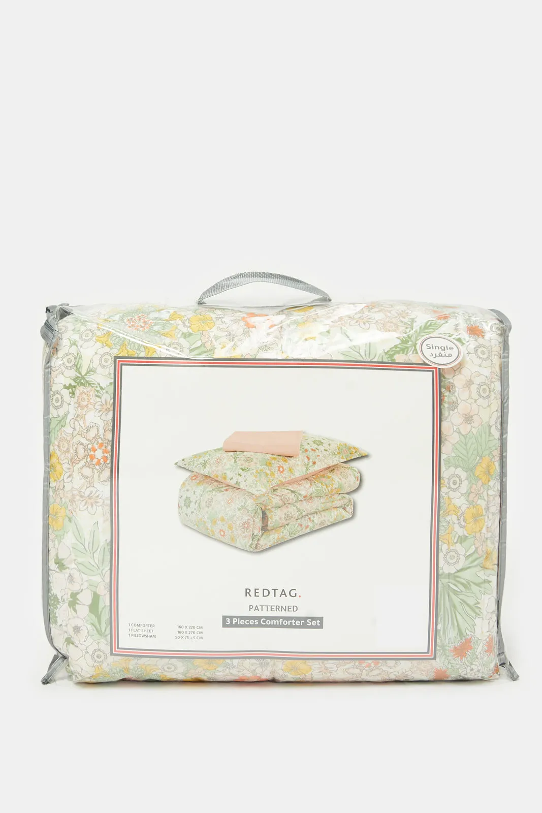 Pink Floral Printed Comforter 3 Piece Set (Single Size)