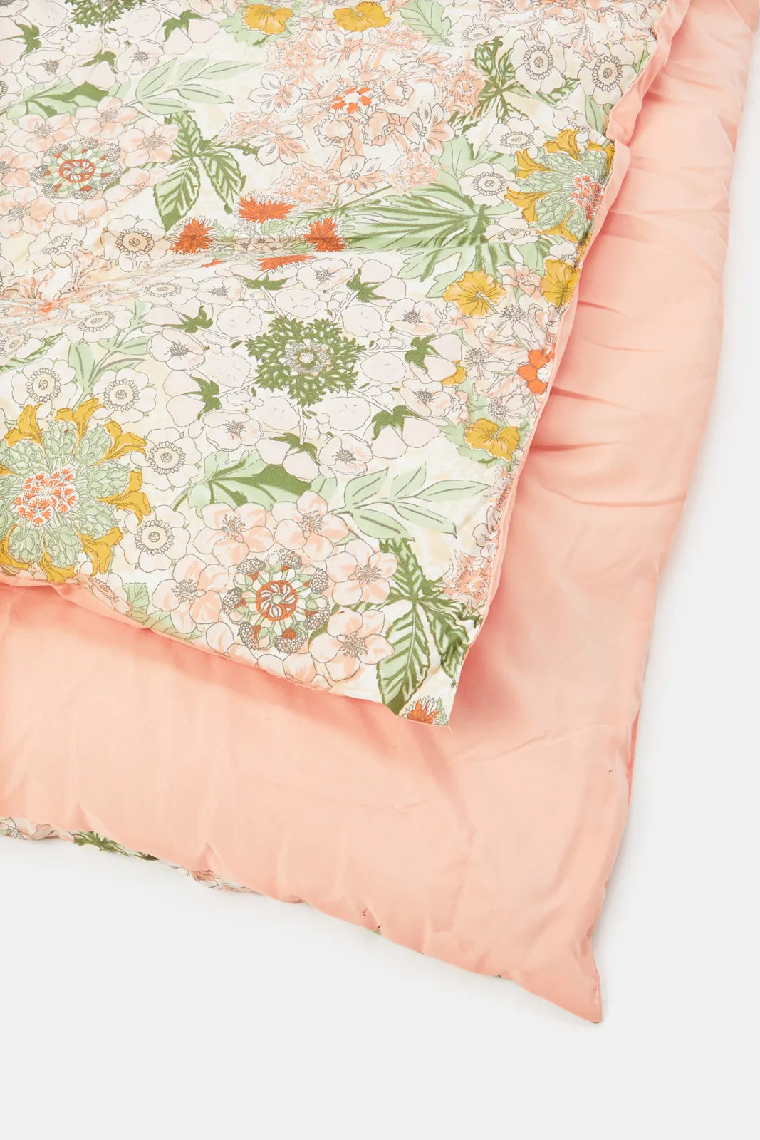 Pink Floral Printed Comforter 3 Piece Set (Single Size)