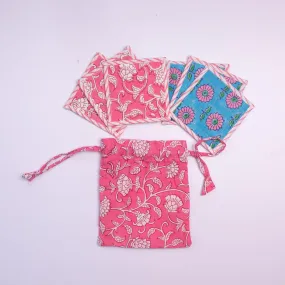 Pink Rangrez Reversible Table Coaster Set of 6