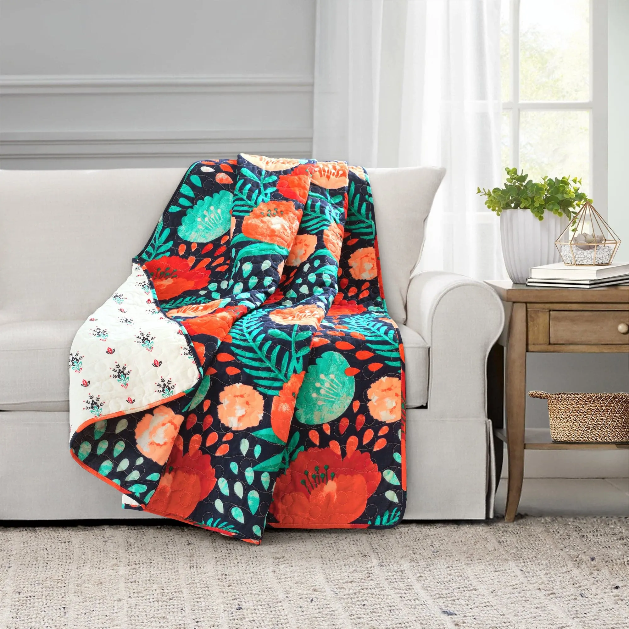 Poppy Garden Cotton Reversible Throw