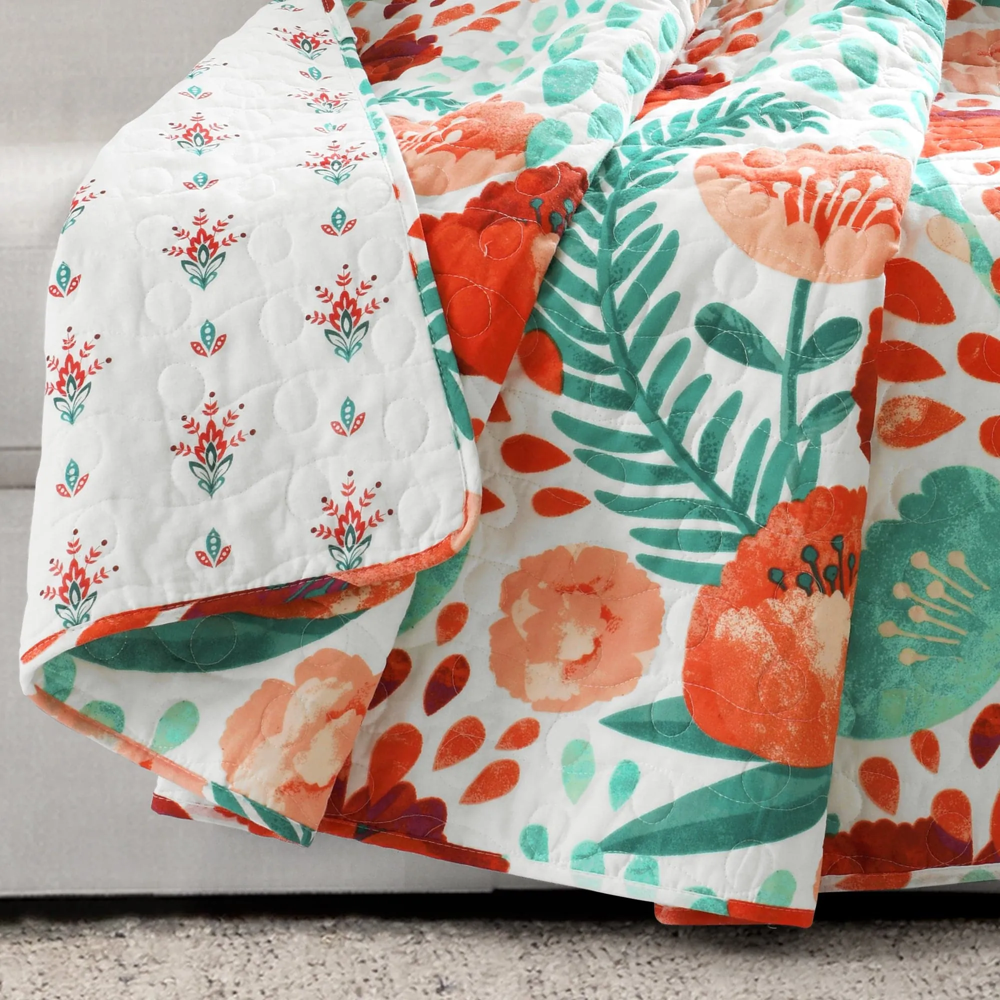 Poppy Garden Cotton Reversible Throw