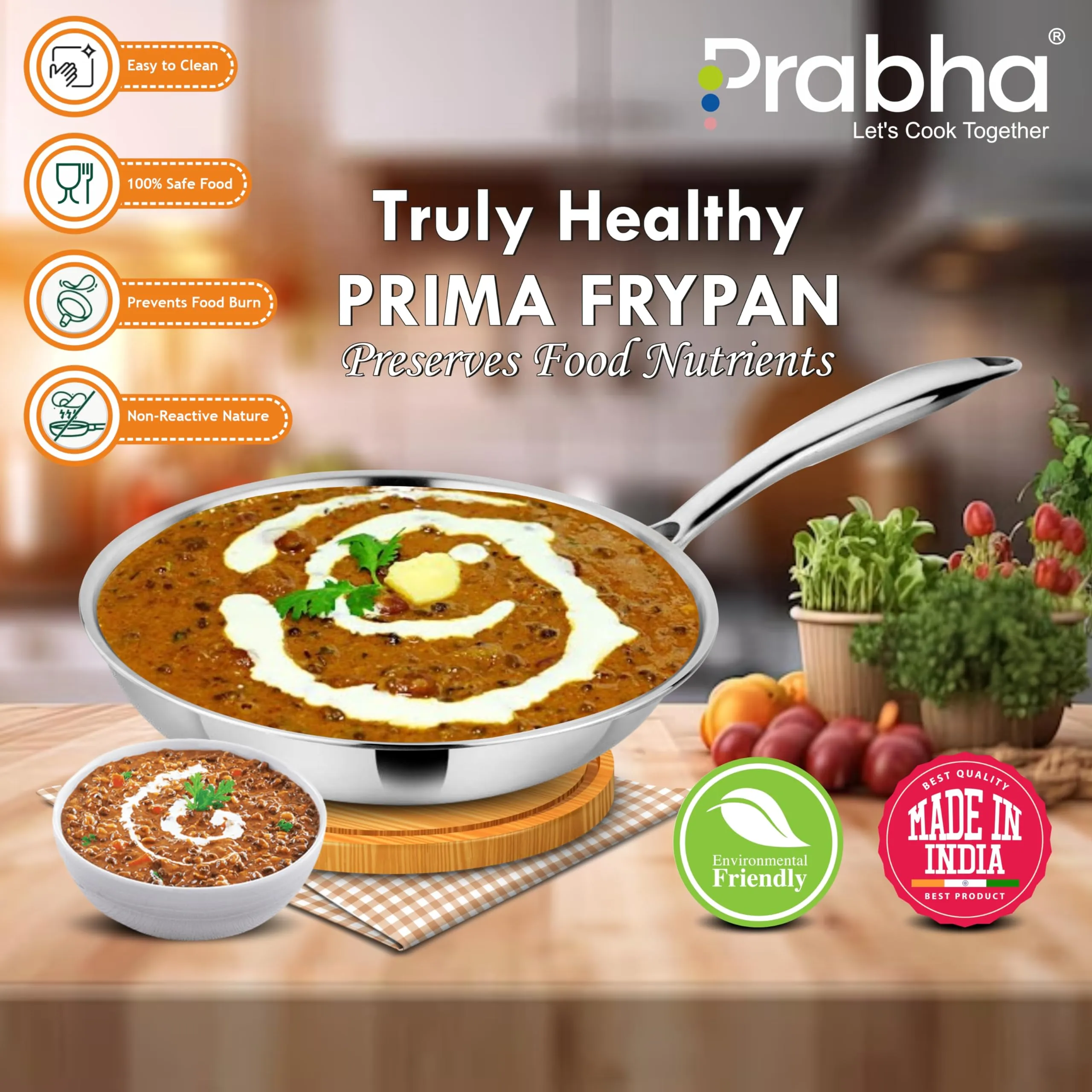 Prabha Tri-PLy Stainless Steel 4Pcs Cookware Set - Supeor Quality Combo for Modern Kitchens