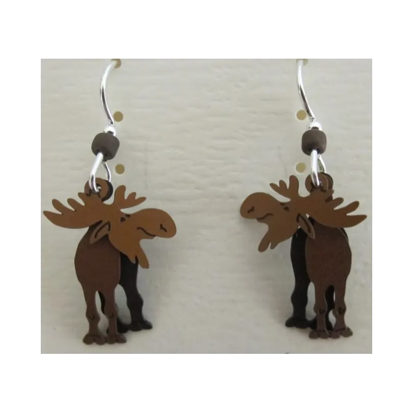 Profile Moose Bobble Head Dangle Earrings