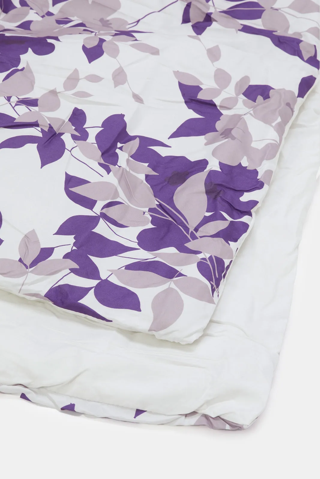 Purple 4-Piece Floral Printed Comforter Set (Double Size)