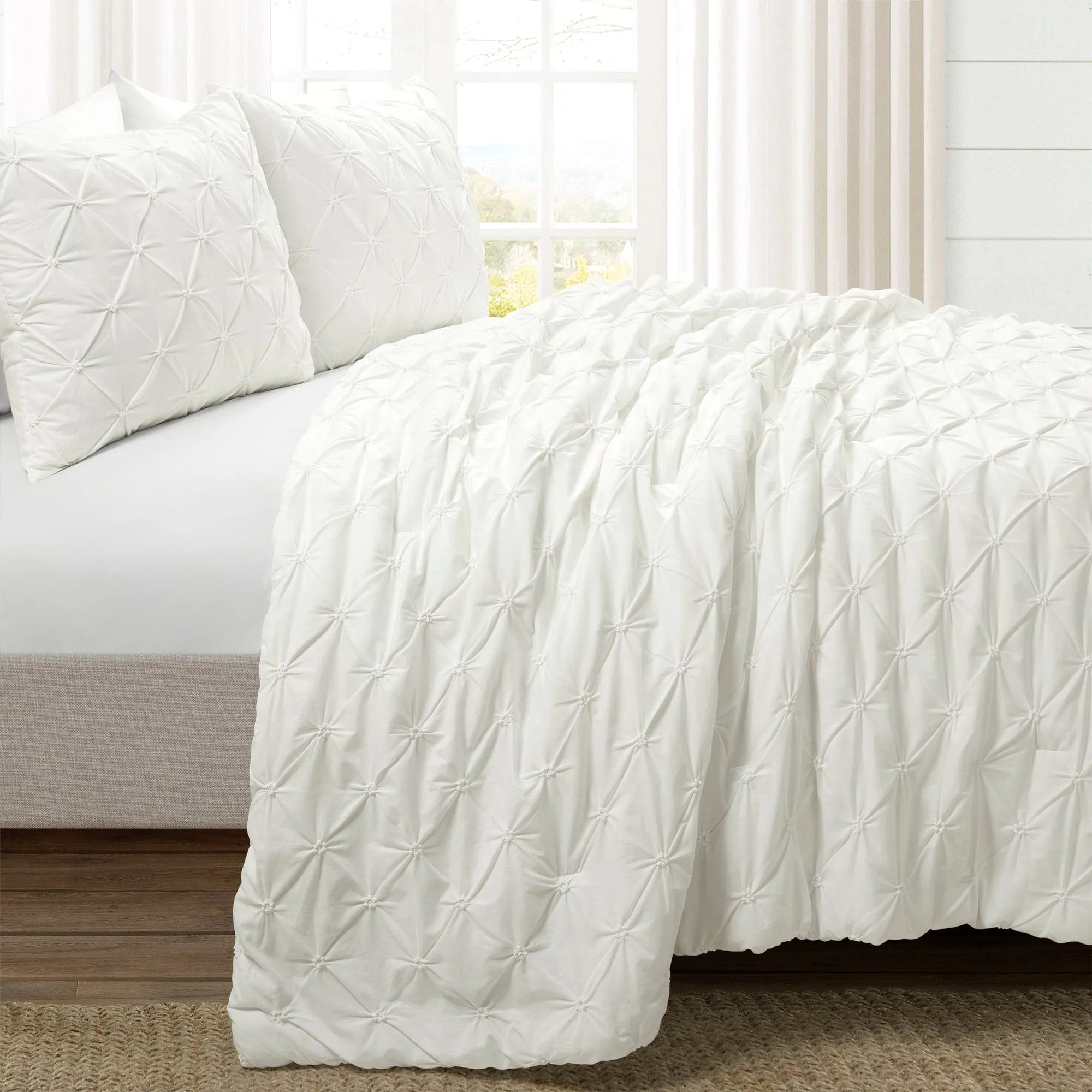 Ravello Pintuck Cotton Comforter 3 Piece Set