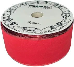 Red Velvet Wired Christmas Ribbon - 2 1/2" x 25 Yards